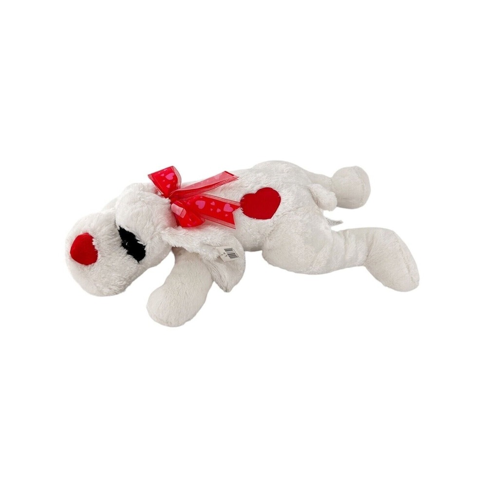 White Plush Dog Red Heart Bow Chosun International 20"‎ Valentine Puppy Floppy